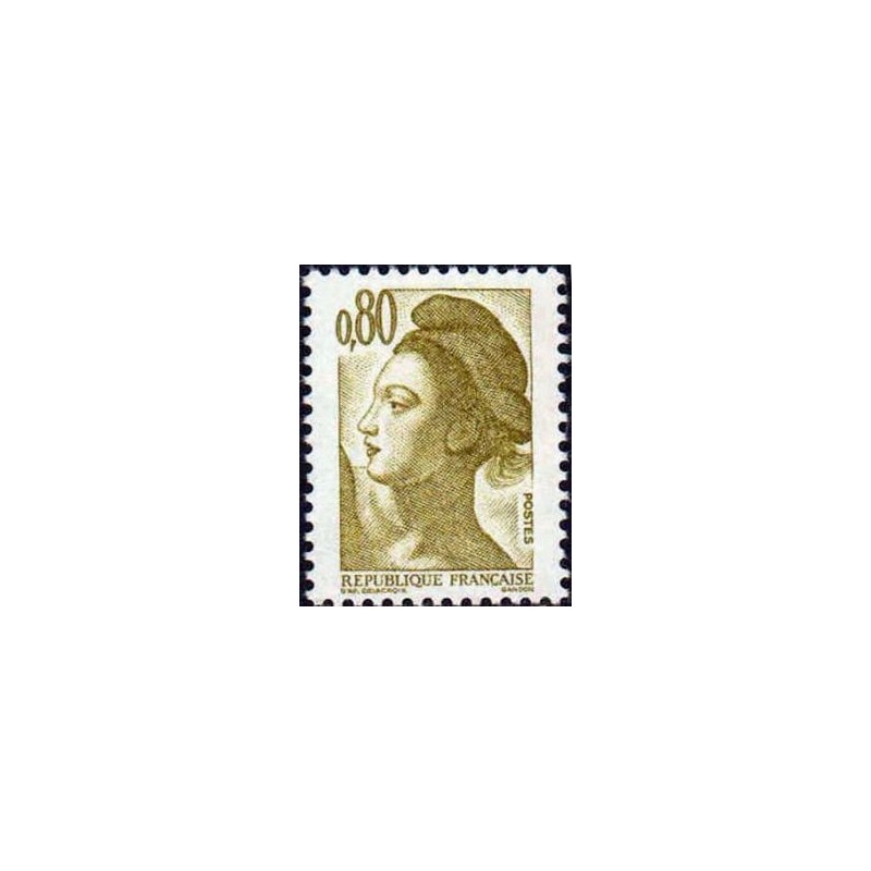 Timbre Yvert No 2241 Type Mariane liberté, 80ct brun olive