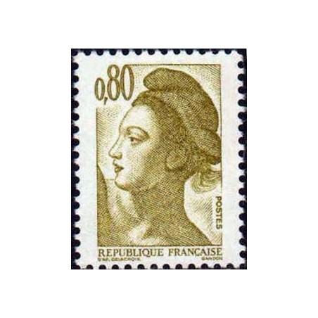 Timbre Yvert No 2241 Type Mariane liberté, 80ct brun olive