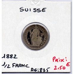 Suisse 1/2 franc 1882 B, KM 23 pièce de monnaie