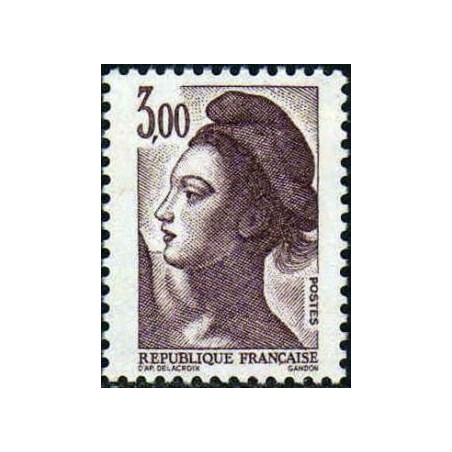 Timbre Yvert No 2243 Type Mariane liberté, 3.00fr brun violet