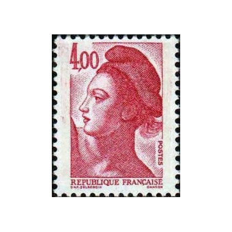 Timbre Yvert No 2244 Type Mariane liberté, 4.00fr rouge carmin