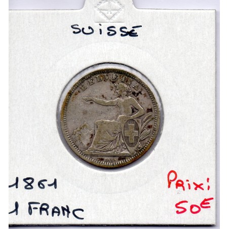 Suisse 1 franc 1861 TTB, KM 9a pièce de monnaie