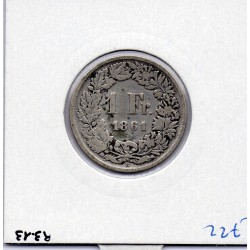 Suisse 1 franc 1861 TTB-, KM 9a pièce de monnaie