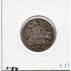 Suisse 1 franc 1880 B, KM 24 pièce de monnaie