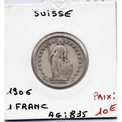 Suisse 1 franc 1906 TTB-, KM 24 pièce de monnaie