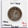 Suisse 2 francs 1874 TB, KM 21 pièce de monnaie