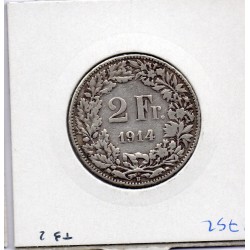 Suisse 2 francs 1914 TTB-, KM 21 pièce de monnaie