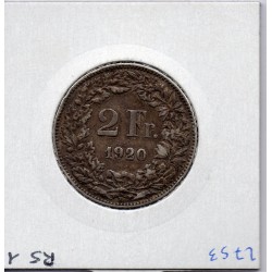 Suisse 2 francs 1920 TTB, KM 21 pièce de monnaie