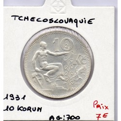 Tchecoslovaquie 10 korun 1931 Sup, KM 15 pièce de monnaie