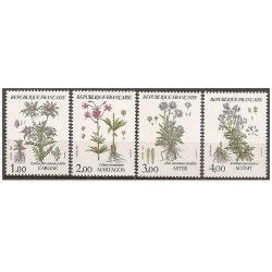 Timbre Yvert No 2266-2269 Série flore et faune de France, série fleurs des montagnes