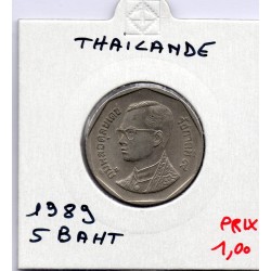 Thailande 5 Baht 1989 Sup, KM Y219 pièce de monnaie