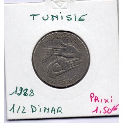 Tunisie 1/2 Dinar 1988 TB, KM 318 pièce de monnaie