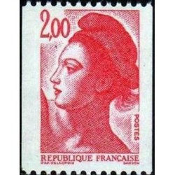 Timbre Yvert No 2277 Type mariane Liberté 2.00f rouge de roulette