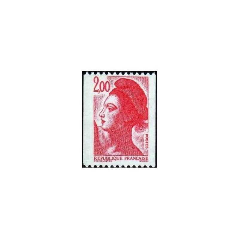 Timbre Yvert No 2277 Type mariane Liberté 2.00f rouge de roulette