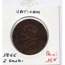 Vatican Pius ou Pie IX 2 Soldi 1866 TTB, KM 1373 pièce de monnaie