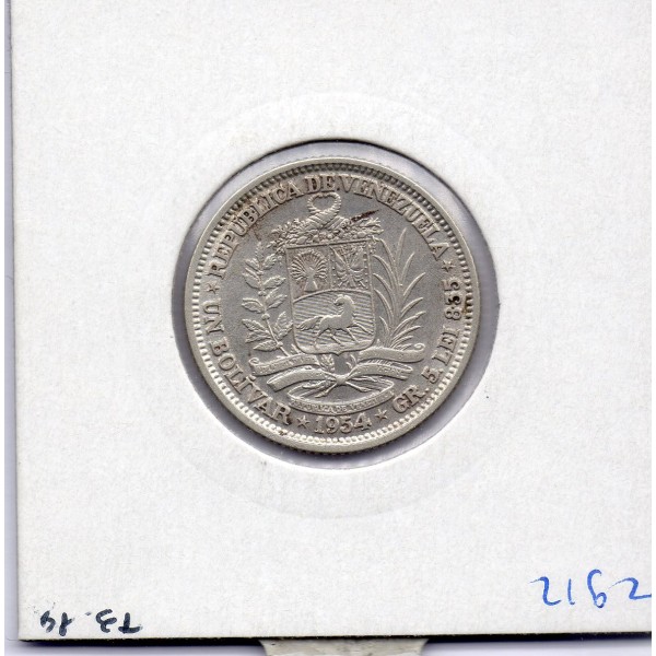 Venezuela 1 Bolivar 1954  TTB, KM Y37 pièce de monnaie