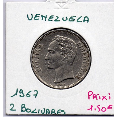 Venezuela 2 Bolivares 1967 Sup, KM Y43 pièce de monnaie