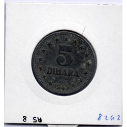 Yougoslavie 5 dinara 1945 TTB, KM 28 pièces de monnaie
