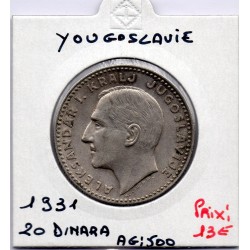Yougoslavie 20 dinara 1931 Sup, KM 11 pièces de monnaie
