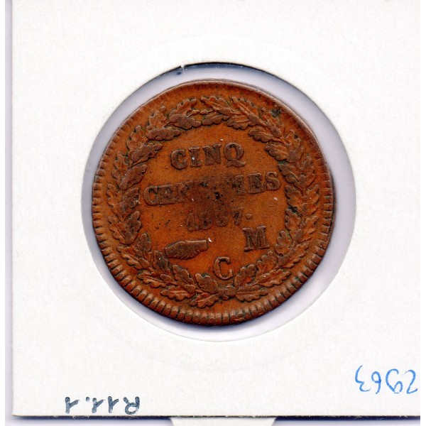 Monaco Honore V 5 centimes 1837 MC TB+, Gad 102 pièce de monnaie