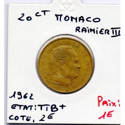Monaco Rainier III 20 centimes 1962 TTB+, Gad 147 pièce de monnaie