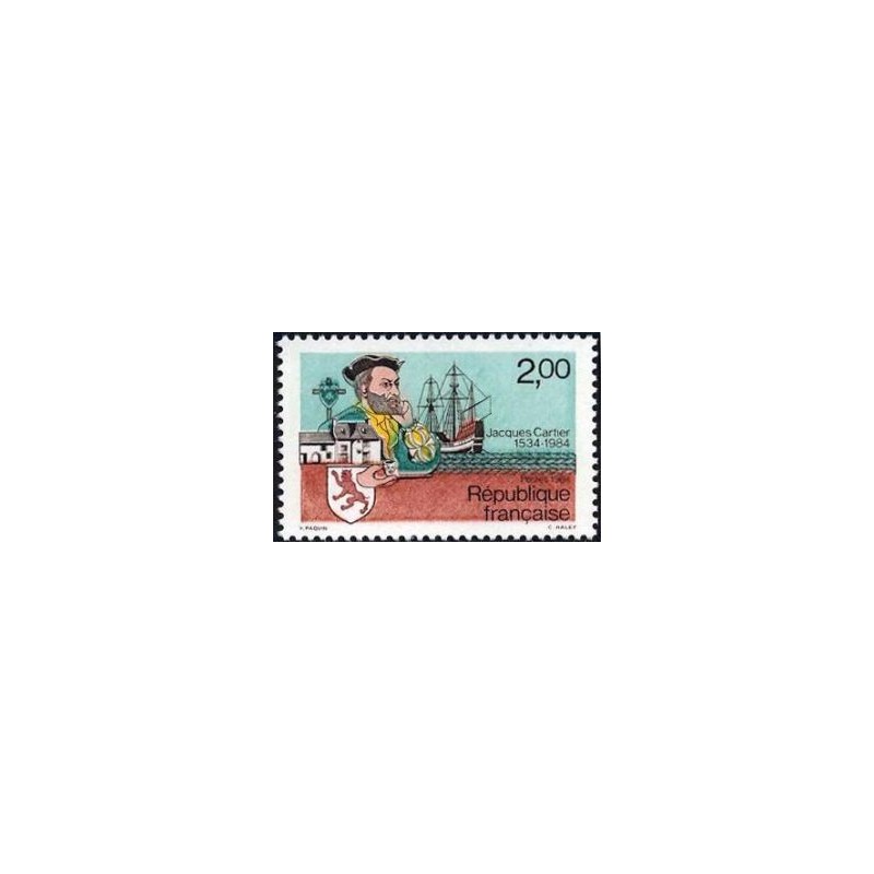 Timbre Yvert No 2307 Jacques Cartier, 450e anniversaire du 1er voyage au Canada