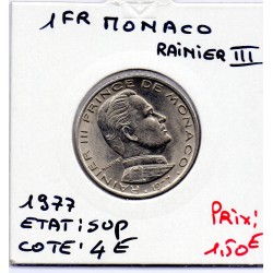 Monaco Rainier III 1 Franc 1977 Sup, Gad 150 pièce de monnaie