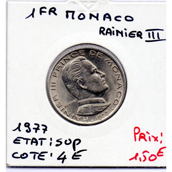 Monaco Rainier III 1 Franc 1977 Sup, Gad 150 pièce de monnaie