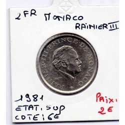 Monaco Rainier III 2 Francs 1981 Sup, Gad 151 pièce de monnaie