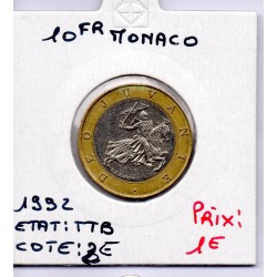 Monaco Rainier III 10 Francs 1992 TTB, Gad 160 pièce de monnaie