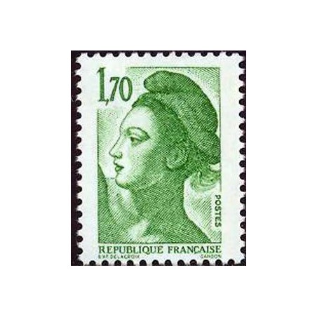 Timbre Yvert No 2318 Marianne type liberté de Delacroix 1.70fr vert