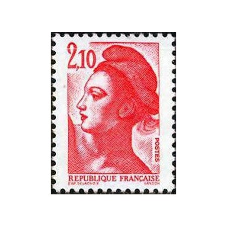 Timbre Yvert No 2319 Marianne type liberté de Delacroix 2.10fr rouge