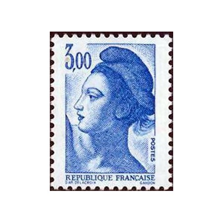 Timbre Yvert No 2320 Marianne type liberté de Delacroix 3.00fr bleu
