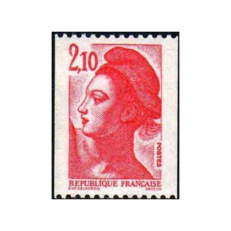 Timbre Yvert No 2322  Marianne type liberté de Delacroix de roulette 2.10fr rouge