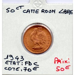 Cameroun 50 centimes 1943 FDC, Lec 15 pièce de monnaie