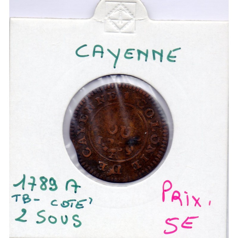 Guyane, Cayenne 2 sous 1789 A TB-, Lec 20 pièce de monnaie