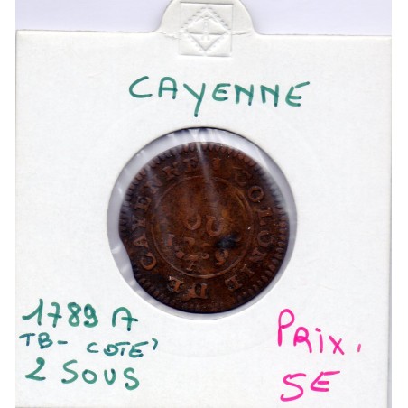 Guyane, Cayenne 2 sous 1789 A TB-, Lec 20 pièce de monnaie