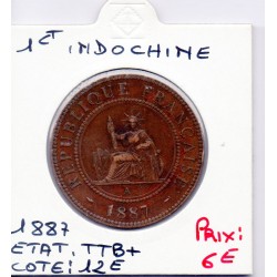 Indochine 1 cent 1887 TTB+, Lec 39 pièce de monnaie