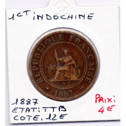 Indochine 1 cent 1887 TTB, Lec 39 pièce de monnaie