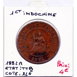 Indochine 1 cent 1892 TTB, Lec 43 pièce de monnaie