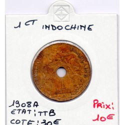 Indochine 1 cent 1908 TTB, Lec 65 pièce de monnaie