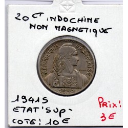 Indochine 20 cents 1941 S non magnétique Sup-, Lec 248 pièce de monnaie