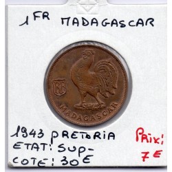 Madagascar 1 franc 1943 Sup-, Lec 94 pièce de monnaie