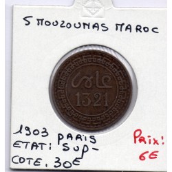 Maroc 5 Mouzounas 1321 AH -1903 Paris Sup-, Lec 62 pièce de monnaie