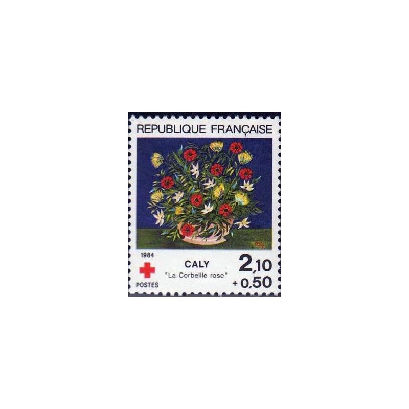 Timbre Yvert No 2345a Croix rouge de carnet, la corbeille rose