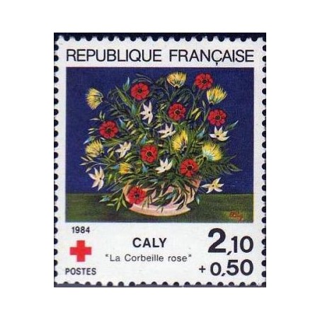 Timbre Yvert No 2345a Croix rouge de carnet, la corbeille rose