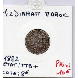 Maroc 1/2 Dirham 1299 AH -1882 TTB+, Lec 96 pièce de monnaie