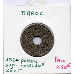 Maroc 25 centimes 1342 AH -1924 Poissy Sup-, Lec 203 pièce de monnaie
