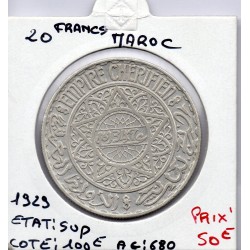 Maroc 20 francs 1347 AH -1928 Sup, Lec 270 pièce de monnaie