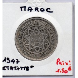 Maroc 20 francs 1366 AH -1947 TTB+, Lec 274 pièce de monnaie